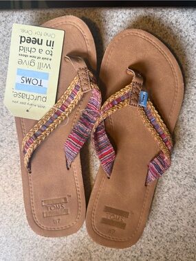 TOMS Women’s Brown Sandal with Multicolor Straps